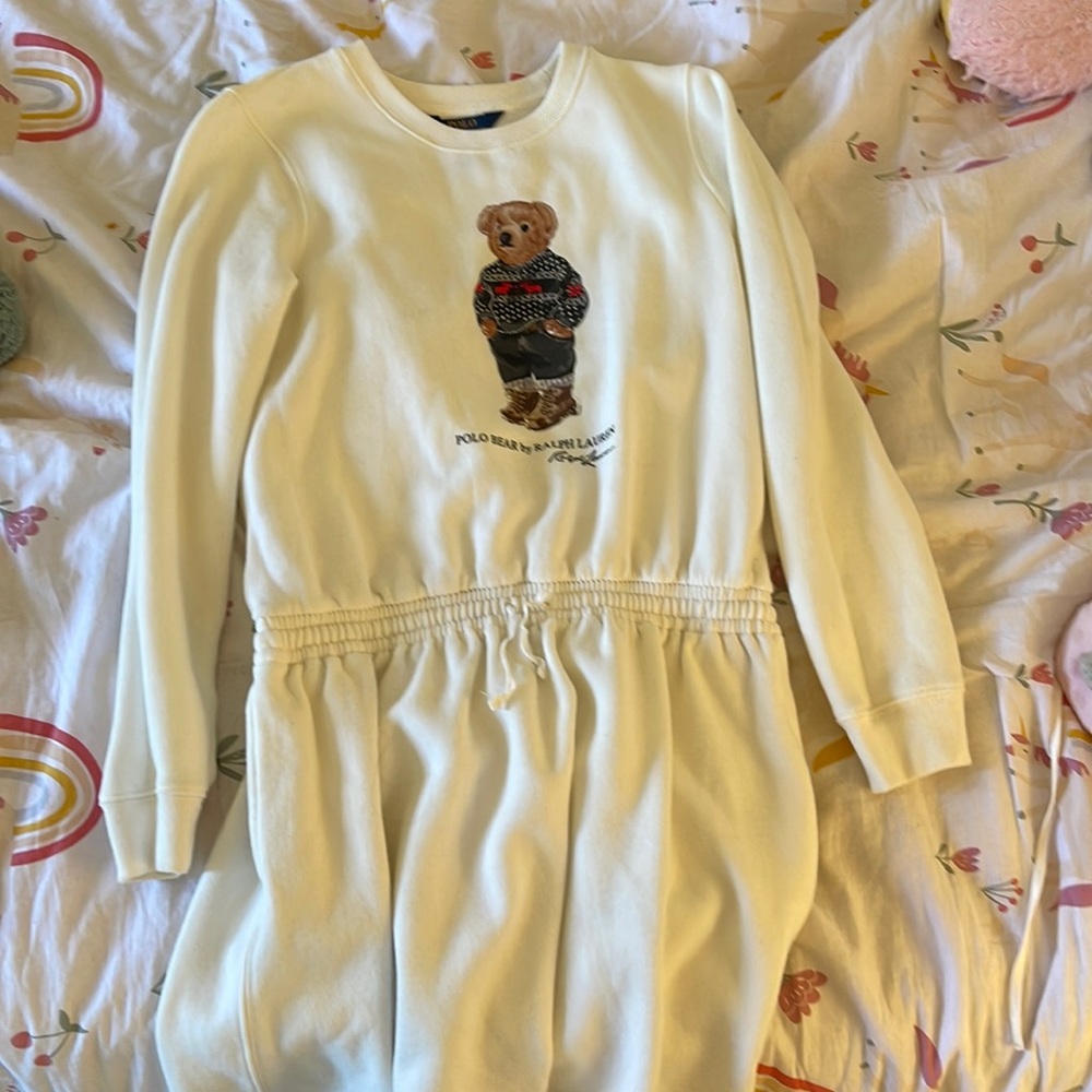 Polo dress for kids, withe, size 16(XL)